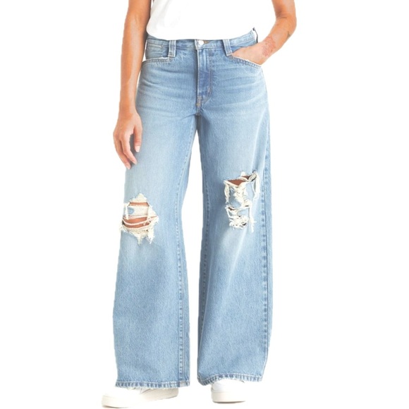 👖🕶️ LEVI’S NWT ‘94s Baggy Mid-Rise Wide Leg Jeans | Size 24 | Distressed Blue - Picture 3 of 3